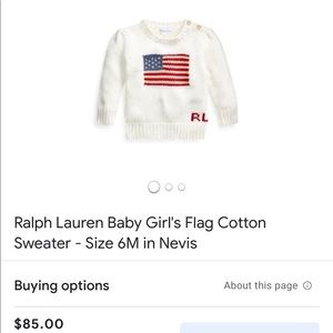 Ralph Laurens girls American flag sweater
